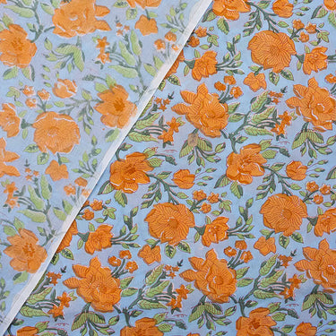 Cotton Floral Organic Hand Block Printed Fabric