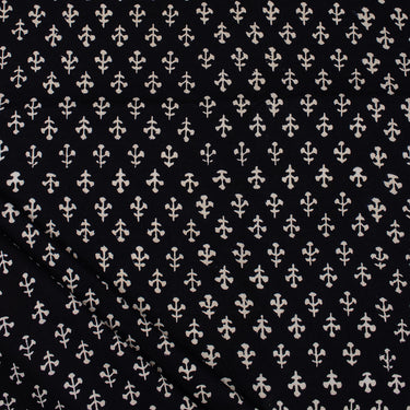 Cotton Hand Block Black and White Print Fabric