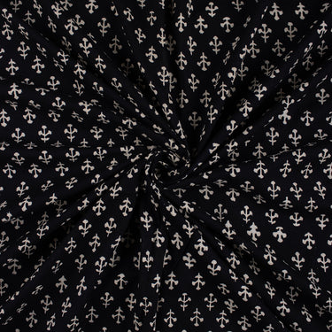 Cotton Hand Block Black and White Print Fabric 