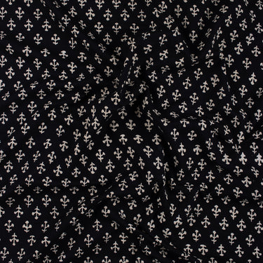Cotton Hand Block Black and White Print Fabric