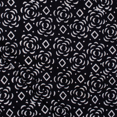 Cotton Hand Block Block & White Fabric For Dress Material