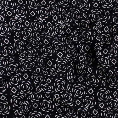 Cotton Hand Block Block & White Fabric For Dress Material