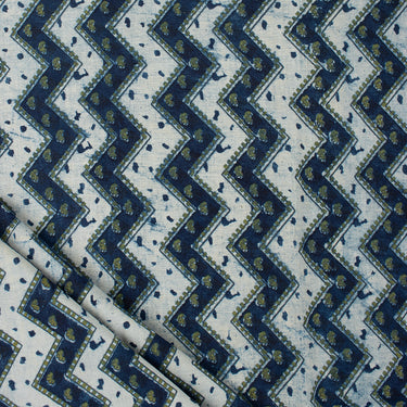 Cotton Hand Block Print Indigo Fabric