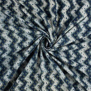 Cotton Hand Block Print Indigo Fabric