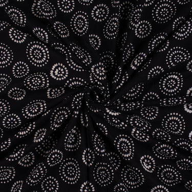 Cotton Hand Block Printed Black & White Fabric 