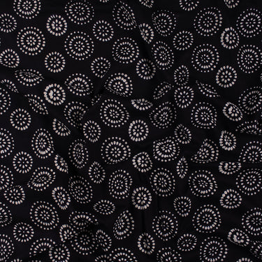 Cotton Hand Block Printed Black & White Fabric 