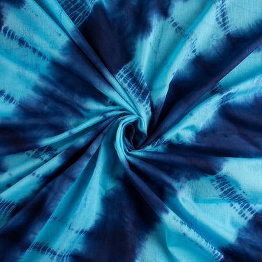 Cotton Handmade Shibori Tie Dye Blue Running Fabric