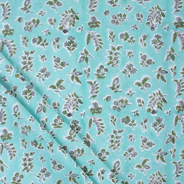 Cotton Leaf Pattern Hand Block Printed Fabric For Kurti
