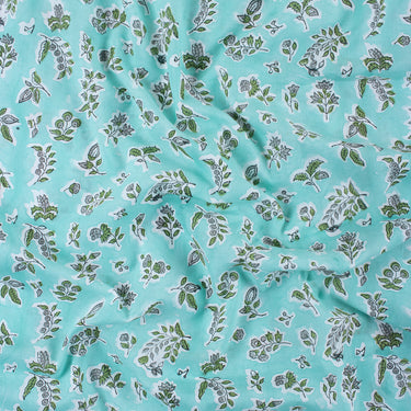Cotton Leaf Pattern Hand Block Printed Fabric For Kurti