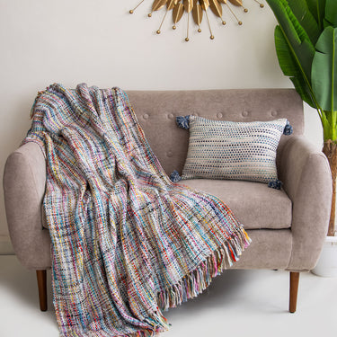 Cotton Woven Throw Blanket for Sofas