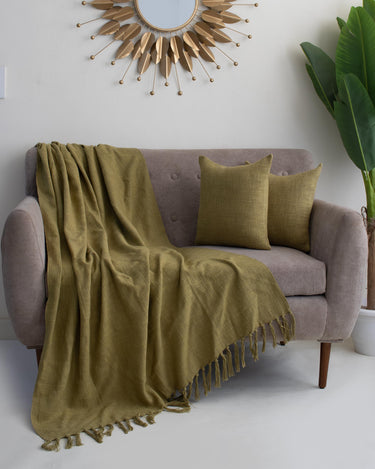 Cozy Plain Sofa Throw with 2 Cushion Cover - Useful Gift Items for Home