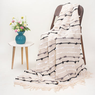 Cream Soft Cotton Throw Woven Handloom