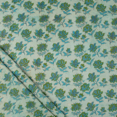 Dabu Floral Block Printed Premium Cotton Fabric