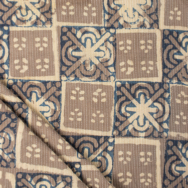 Dabu Floral Cotton Hand Block Printed Kantha Fabric