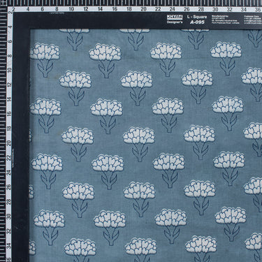 Dabu Kashish Blue Floral Hand Block Printed Cotton Fabric