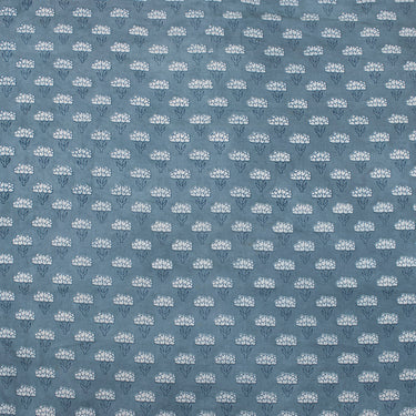 Dabu Kashish Blue Floral Hand Block Printed Cotton Fabric