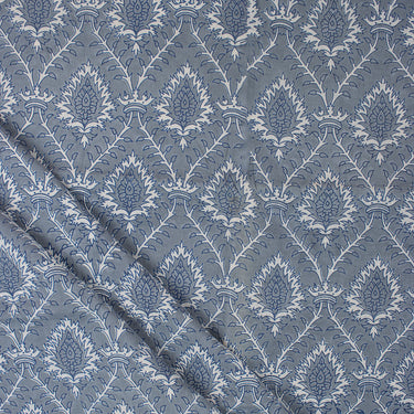 Dabu Kashish Leaf Hand Block Printed Cotton Fabric