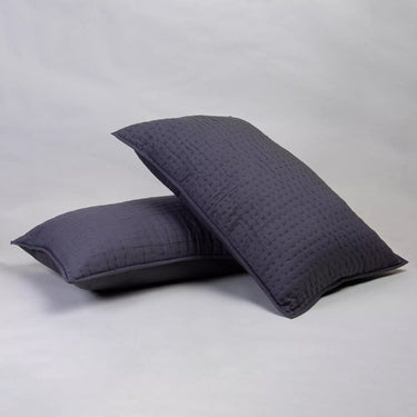 Dark Grey Kantha Quillted Soft Cotton Pillow Cover