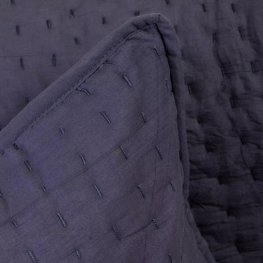 Dark Grey Kantha Quillted Soft Cotton Pillow Cover