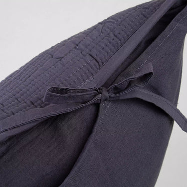 Decorative Solid Grey Quilted Cotton Machine Pillow Cover