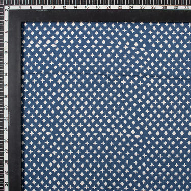 Discharge Cotton Hand Block Printed Blue Star Fabric