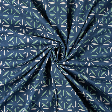 Discharge Organic Cotton Hand Block Printed Fabric