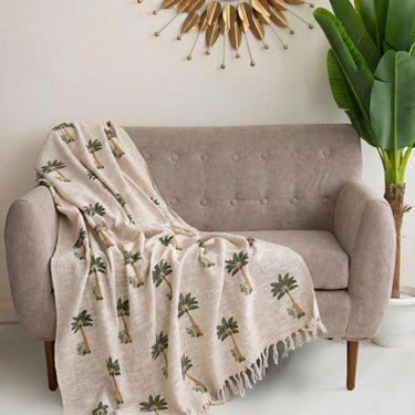 Dmaasa Palm Print Cotton Throw Blanket