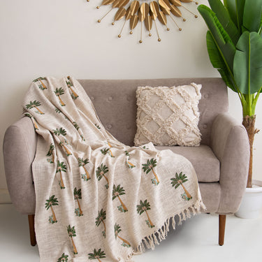 Dmaasa Palm Print Cotton Throw Blanket