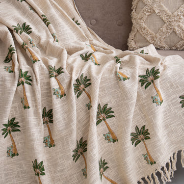 Dmaasa Palm Print Cotton Throw Blanket