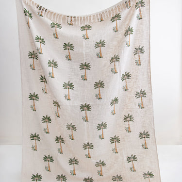 Dmaasa Palm Print Cotton Throw Blanket