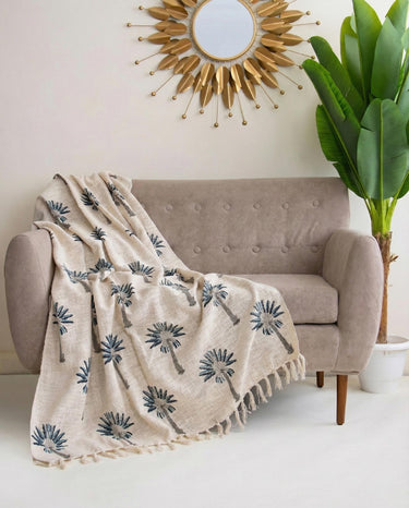 Dmaasa Palm Print Cotton Throws for Couch Online