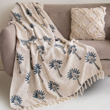Dmaasa Palm Print Cotton Throws for Couch Online