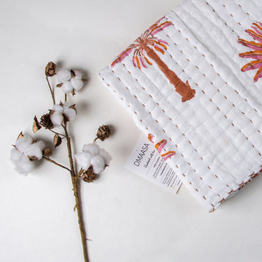 Eco-Friendly Cotton Kantha Baby Blankets Palm Tree Print