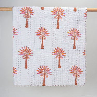 Eco-Friendly Cotton Kantha Baby Blankets Palm Tree Print