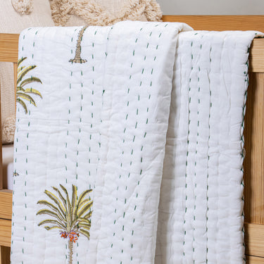 Eco-Friendly Green Palm Tree Print Cotton Baby Blanket