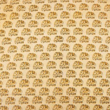 Elephant Hand Block Bagru Print Cotton Fabric