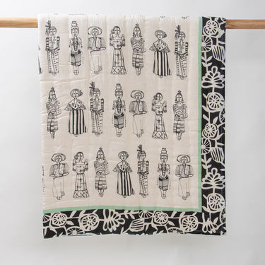 Embroidered Hand Block Print Organic Cotton Baby Blanket