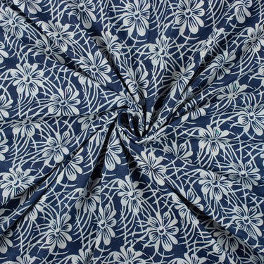Fabric for Mens Kurta Hand Block Printed Indigo Fabric