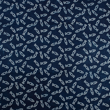 Fish Cotton Hand Block Print Fabric