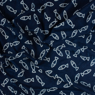 Fish Cotton Hand Block Print Fabric