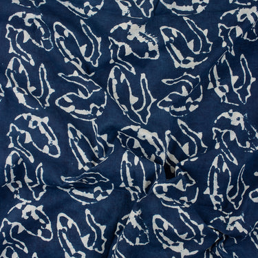 Fish Hand Block Print Indigo Fabric