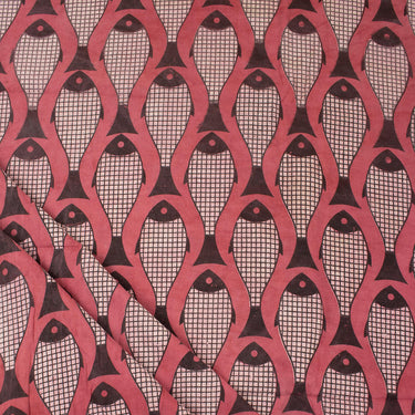 Fish Printed Organic Cotton Dabu Printed Fabric for Kurti