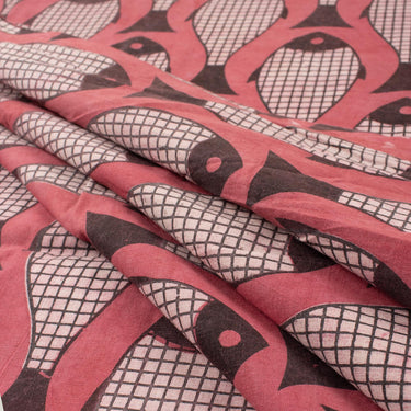 Fish Printed Organic Cotton Dabu Printed Fabric for Kurti