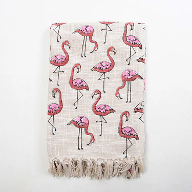 Flamingo Bird Print Cotton Cushion & Throw Gift Sets for Women