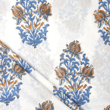 Floral Booti Hand Block Printed Cotton Fabric