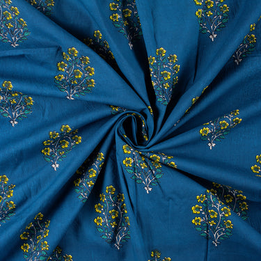 Floral Hand Block Print Cotton Discharge Fabric