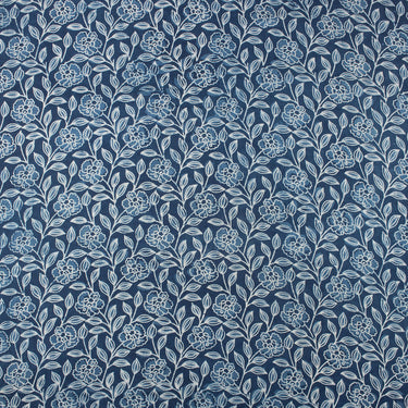 Floral Hand Block Print Indigo Cotton Fabric