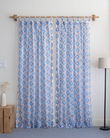 Floral Hand Block Printed Curtains for Window