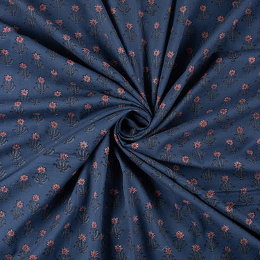 Floral Hand Block Printed Discharge Fabric