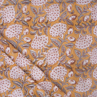 Floral Hand Block Printed Dress Making Fabric